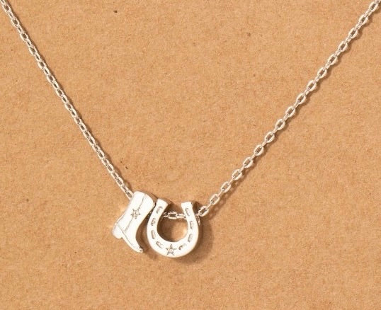 Horseshoe & Boot Necklace Silver