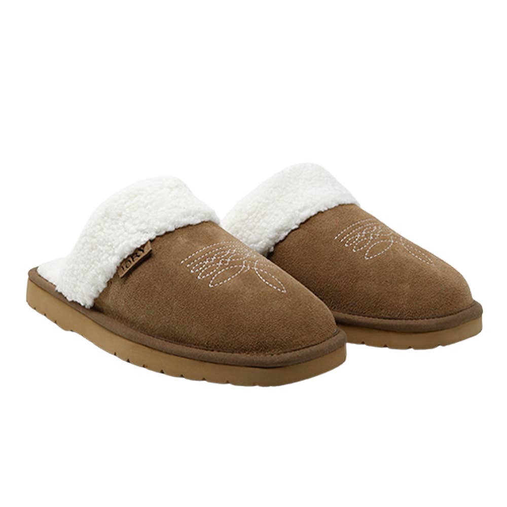 Western Boot Stitch Slippers (Brown)
