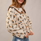 Floral Ruffle Western Sherpa Jacket