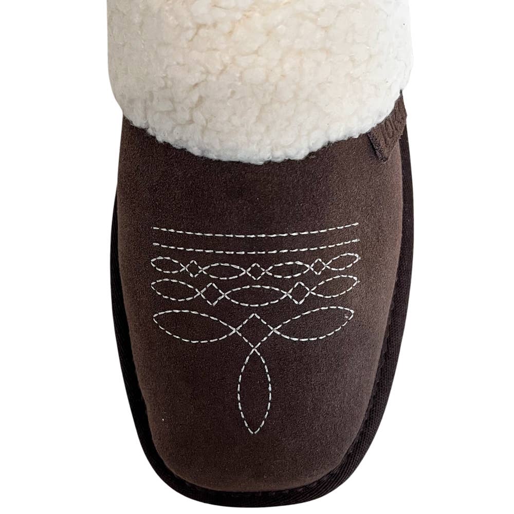 Western Boot Stitch Slippers (Dark Brown) L (9-10)