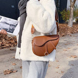 Saddle Shoulder Handbag Brown