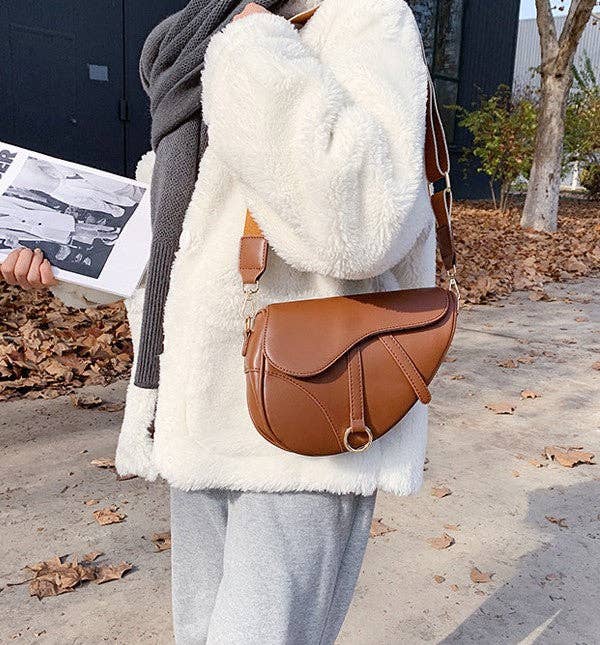 Saddle Shoulder Handbag Brown