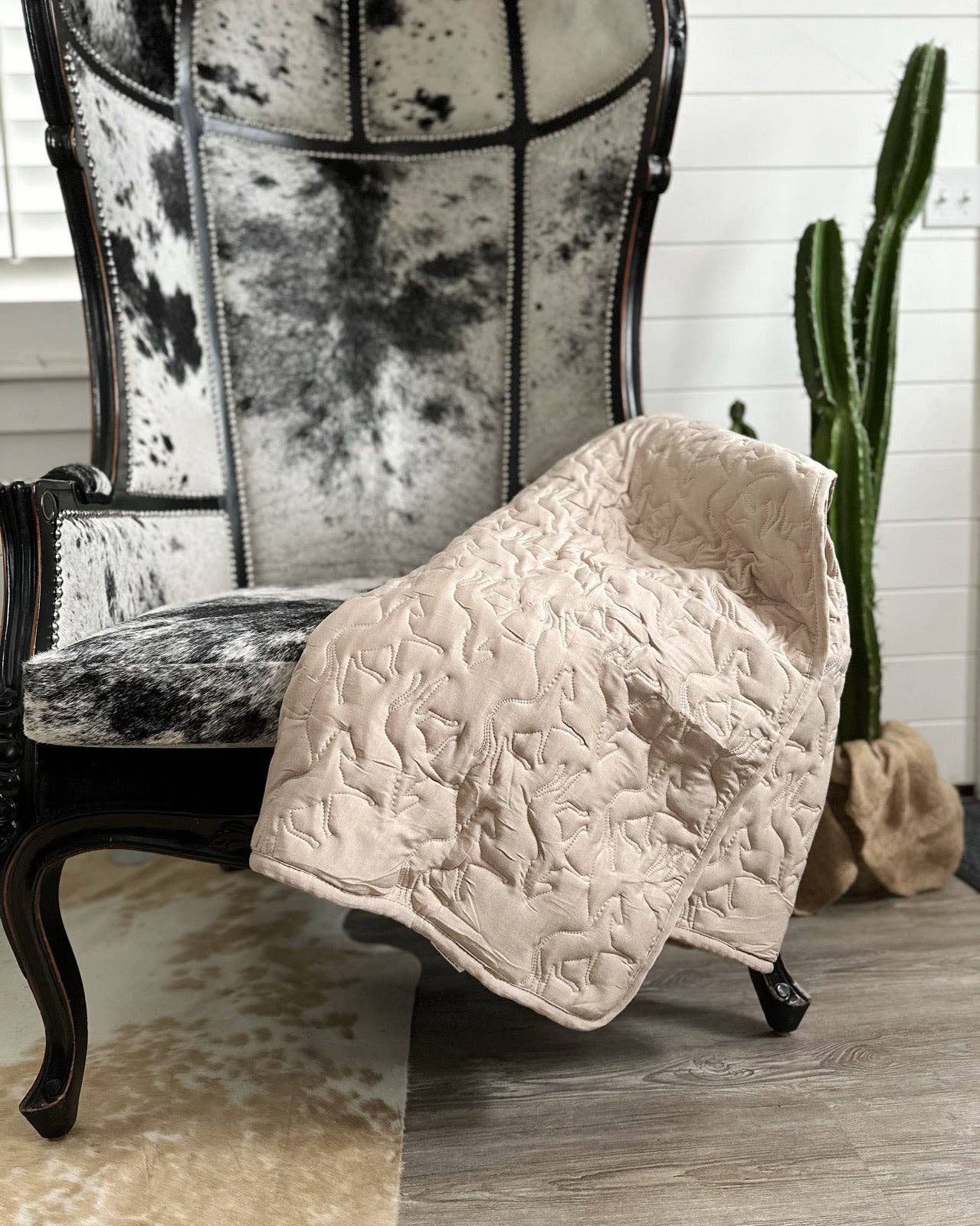 Horses Bamboo Quilted Blanket