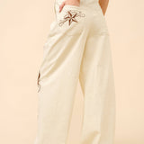 Embroidered Twill Mid Rise Loose Jeans