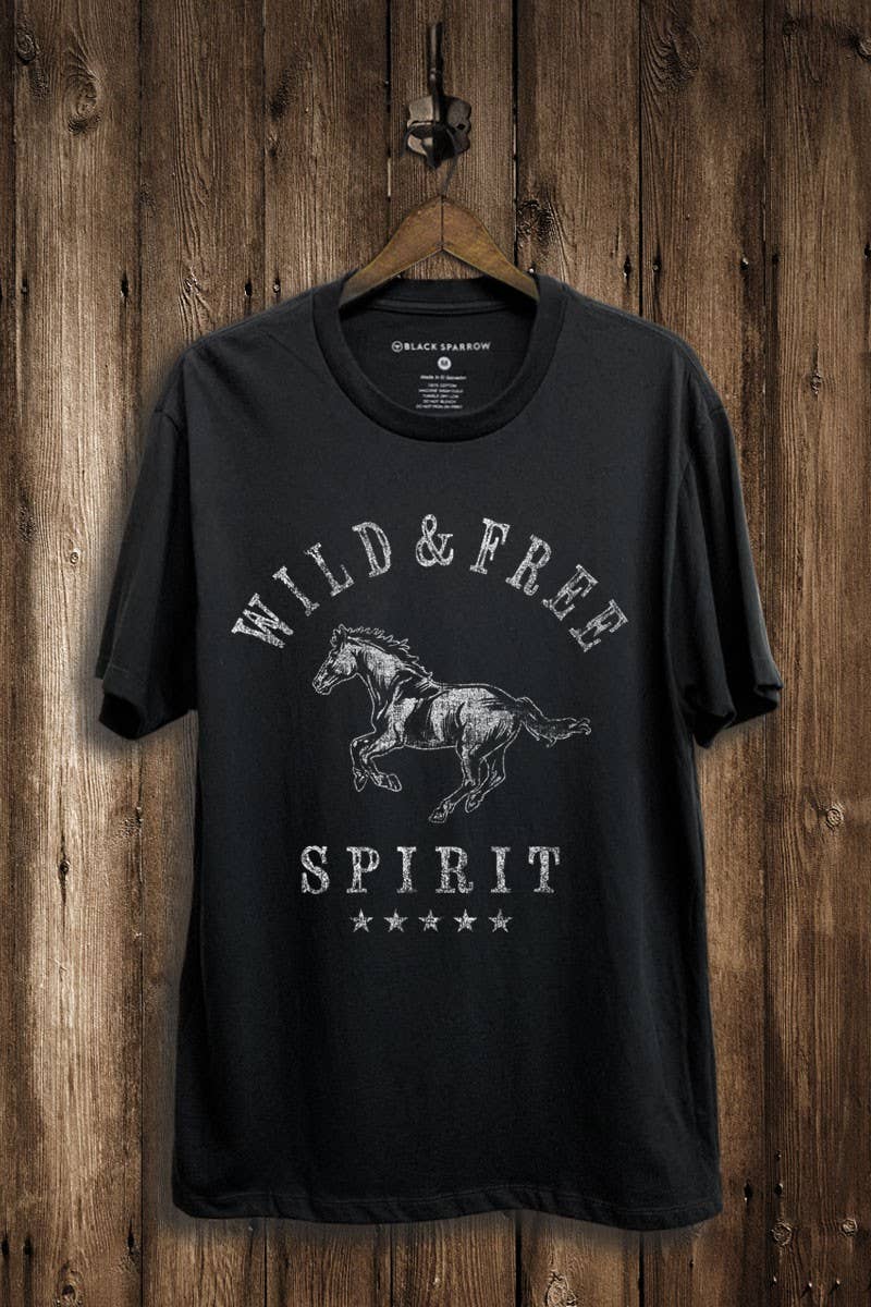 wild & free horse tee (black)