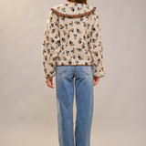 Floral Ruffle Western Sherpa Jacket