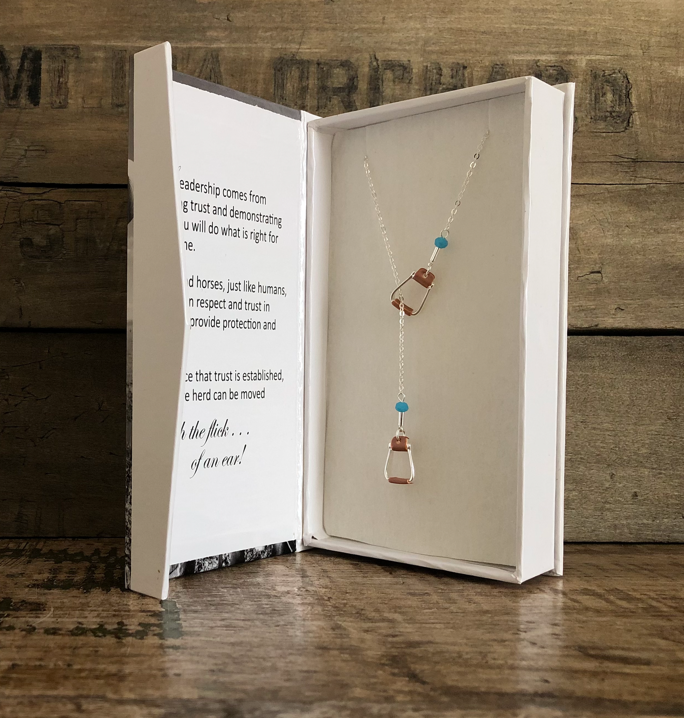 Stirrup Aqua Bead Necklace
