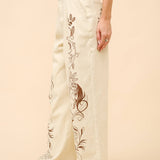 Embroidered Twill Mid Rise Loose Jeans