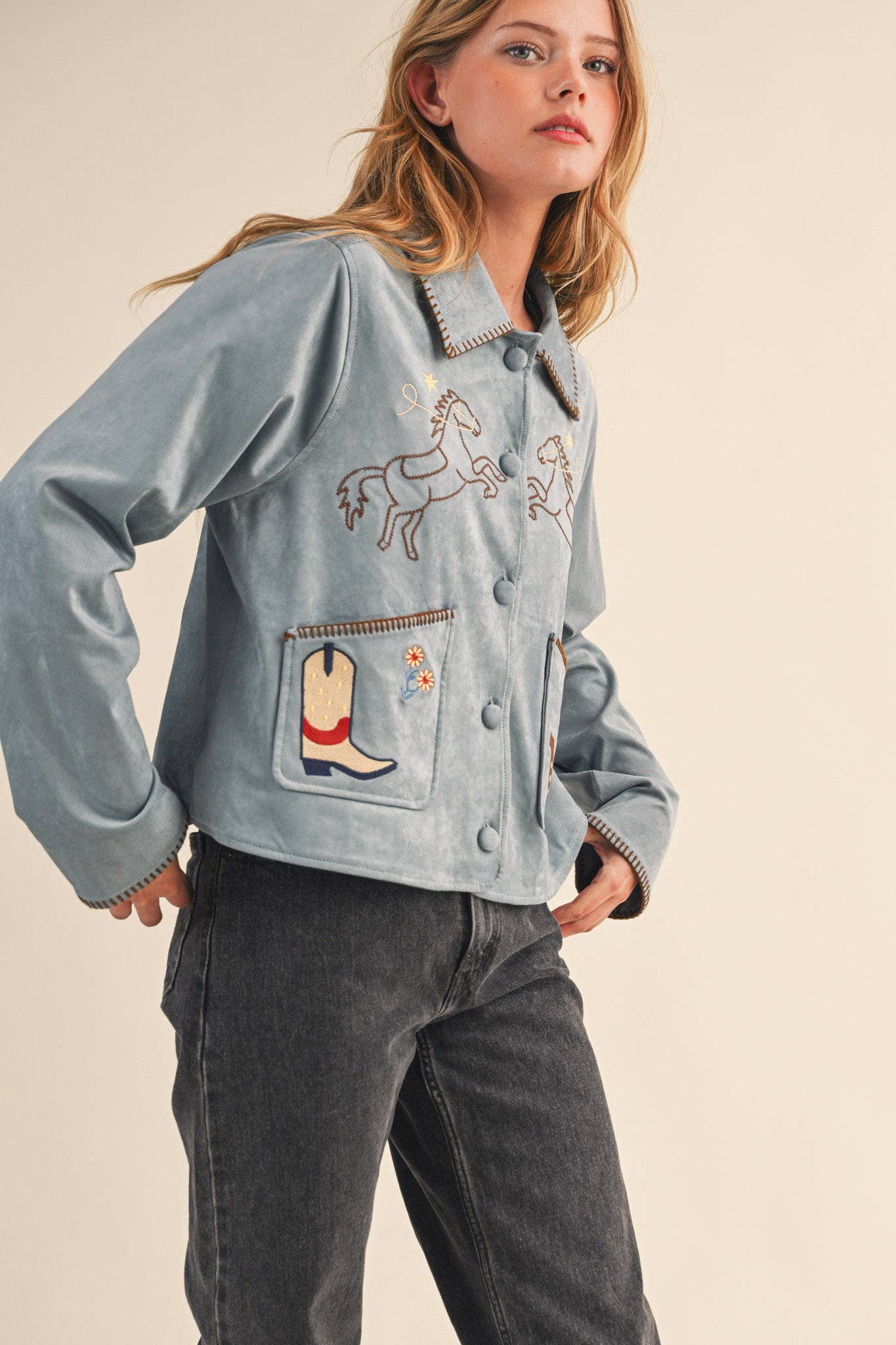 Cowgirl Embroidered Suede Jacket
