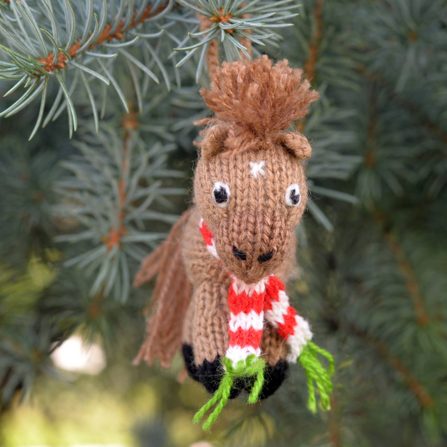 Horse Hand-Knit Ornament Brown