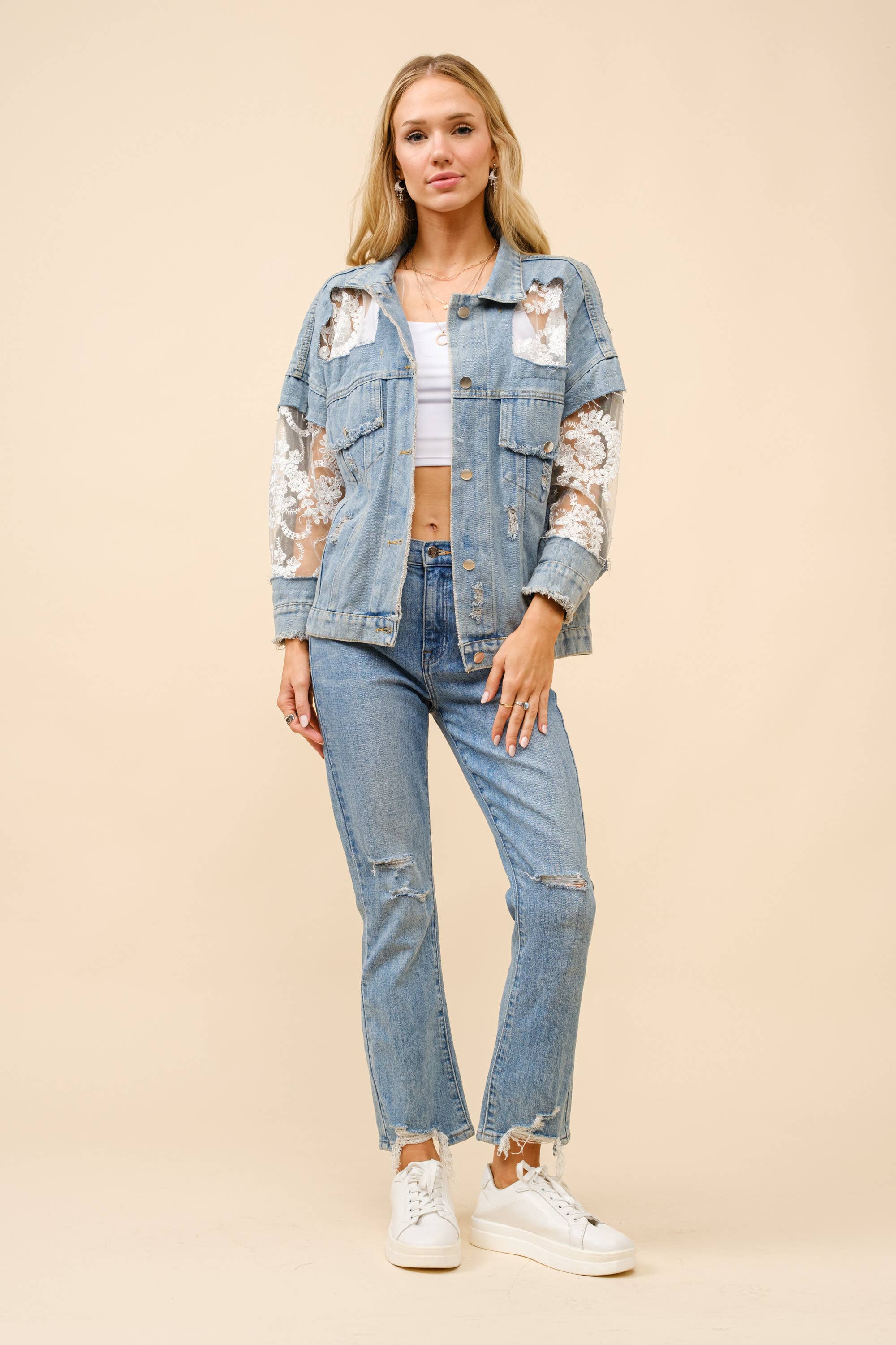 Western Lace Denim Jacket