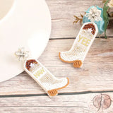 Beaded Cowgirl Earrings White