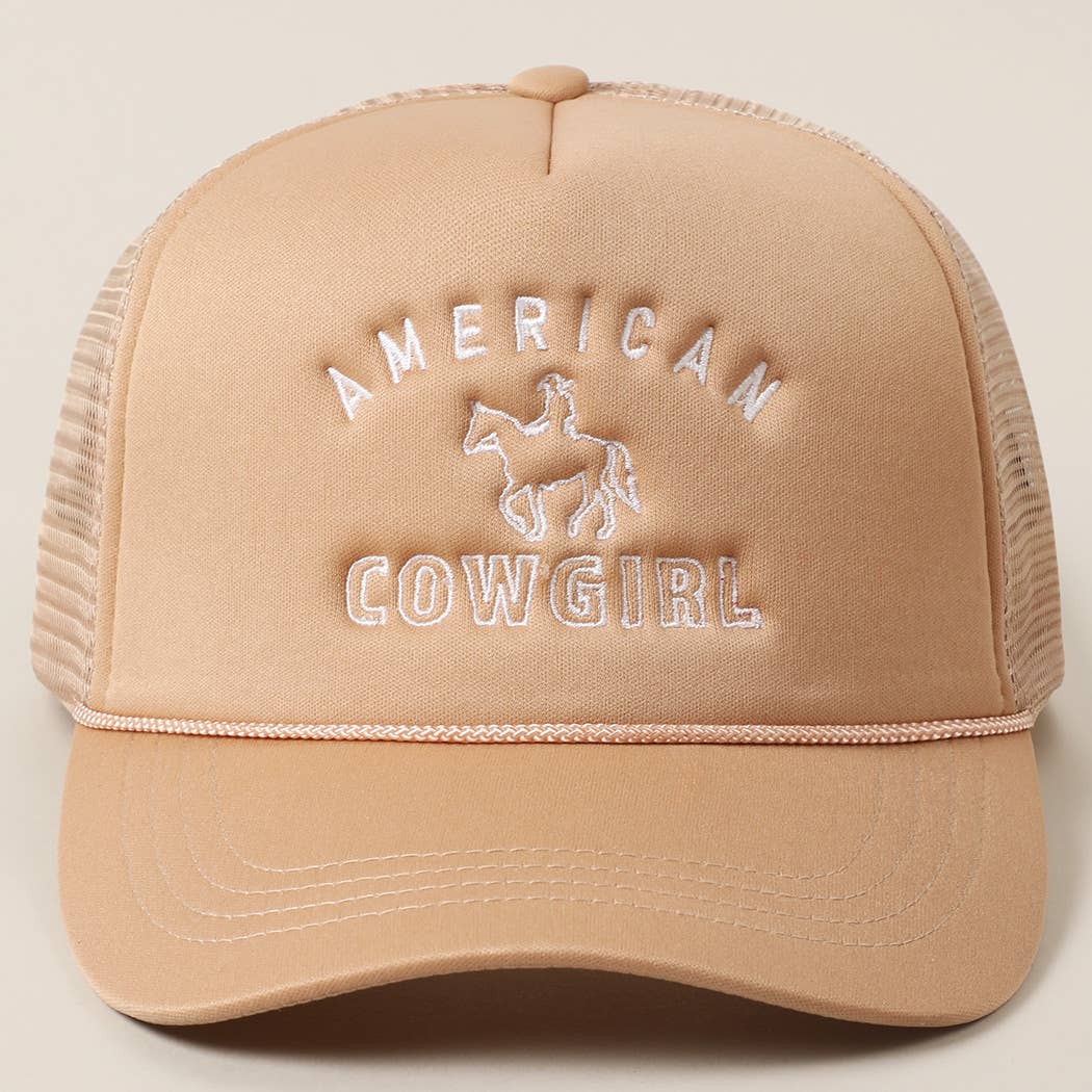 american cowgirl trucker hat Latte