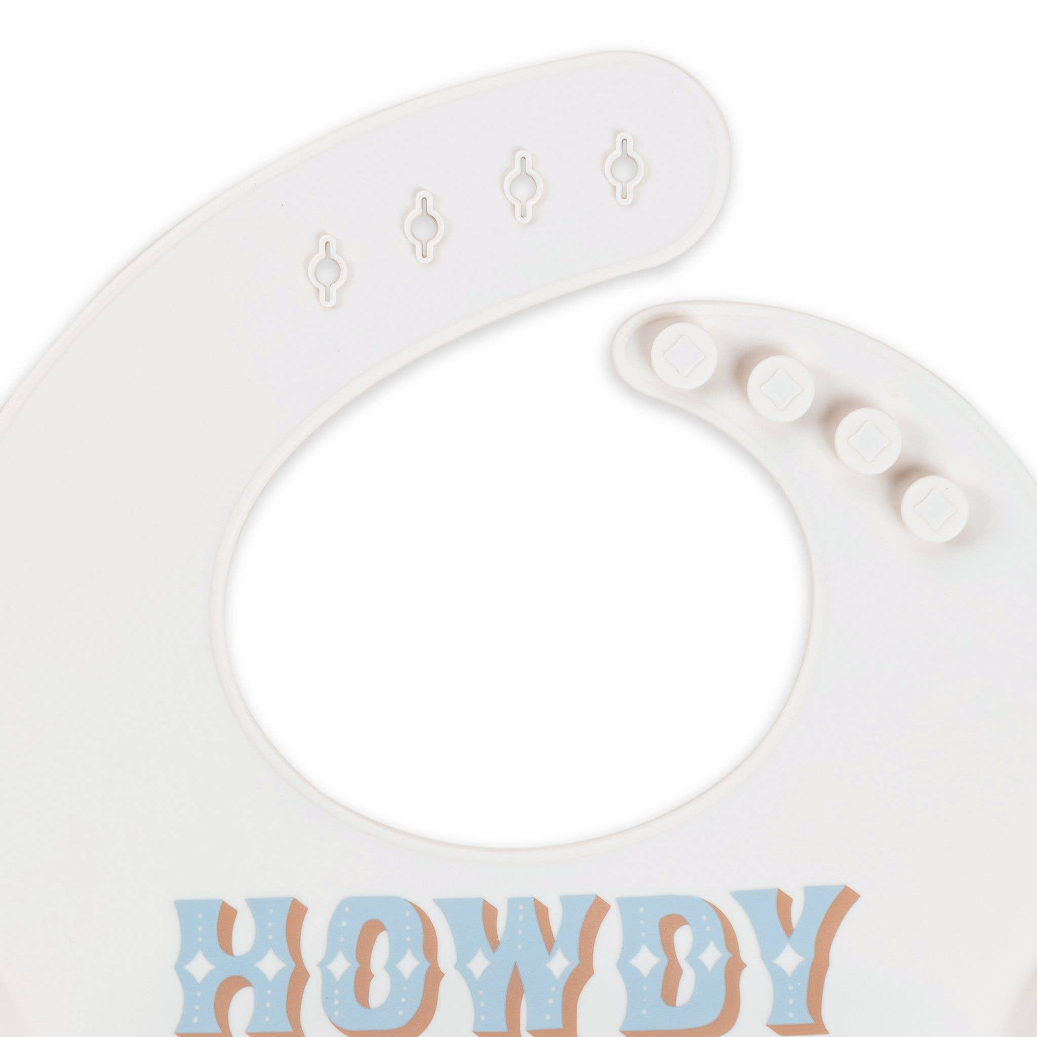 Howdy Partner Blue Silicone Bib