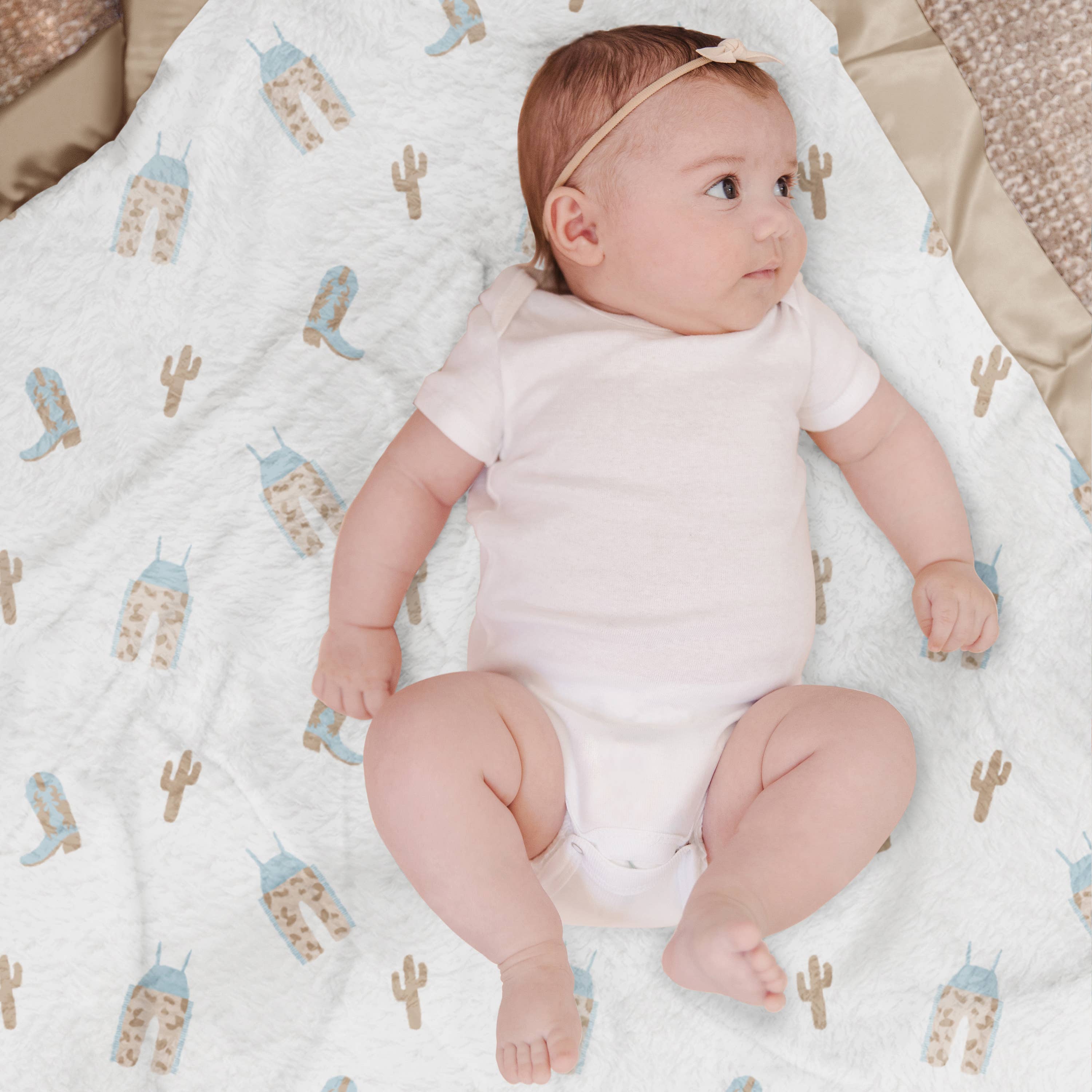 Reversible Howdy Blue Baby Blanket