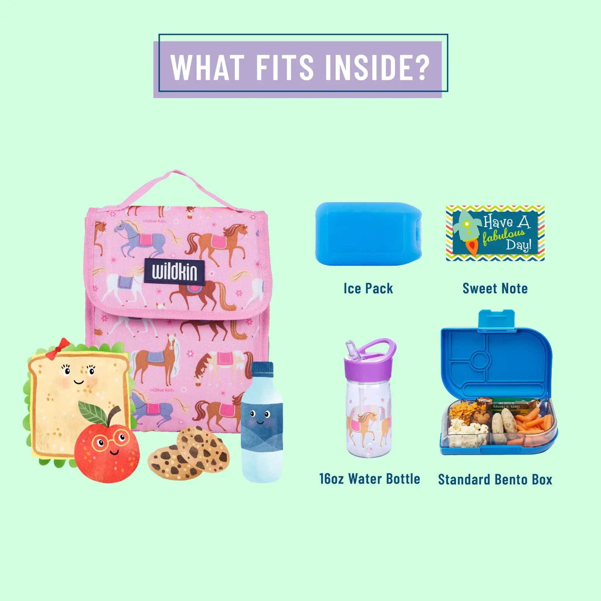 Pink Horses Lunch Bag