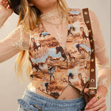 Allover Western Horse Vest S