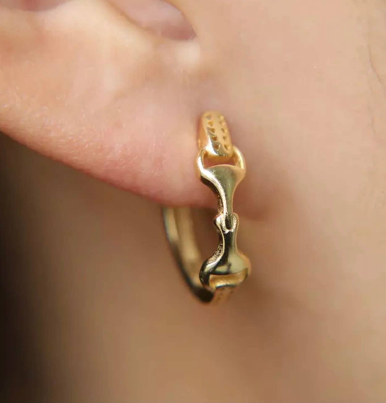 Snaffle Bit Hoop Earrings Gold