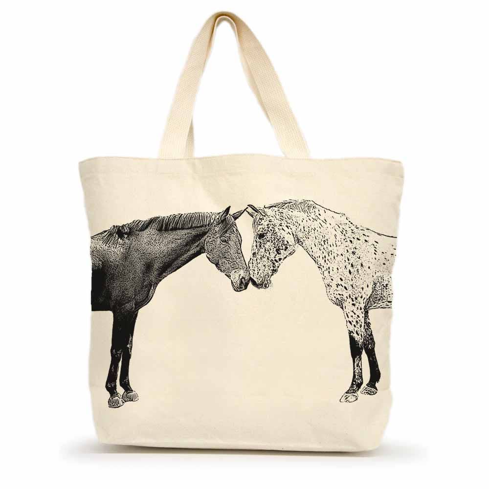 Kissing Horses Tote Bag