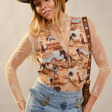 Allover Western Horse Vest