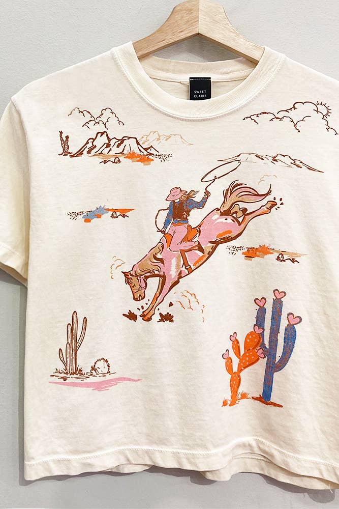 cowgirl collage cropped tee Large