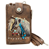 Horse Crossbody Wallet Brown