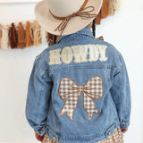 Howdy Gingham Bow Patch Denim Jacket - Western Apparel