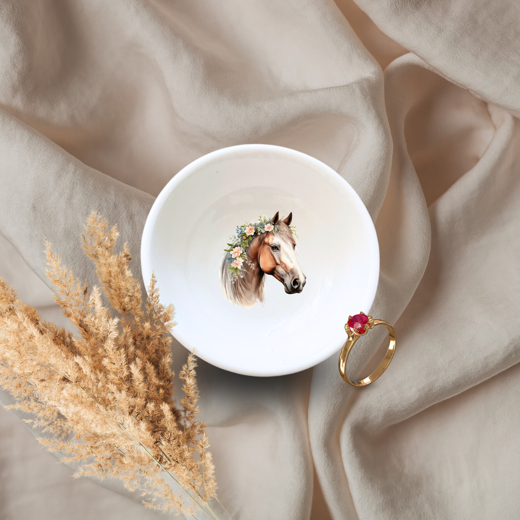 Floral Horse Trinket Dish