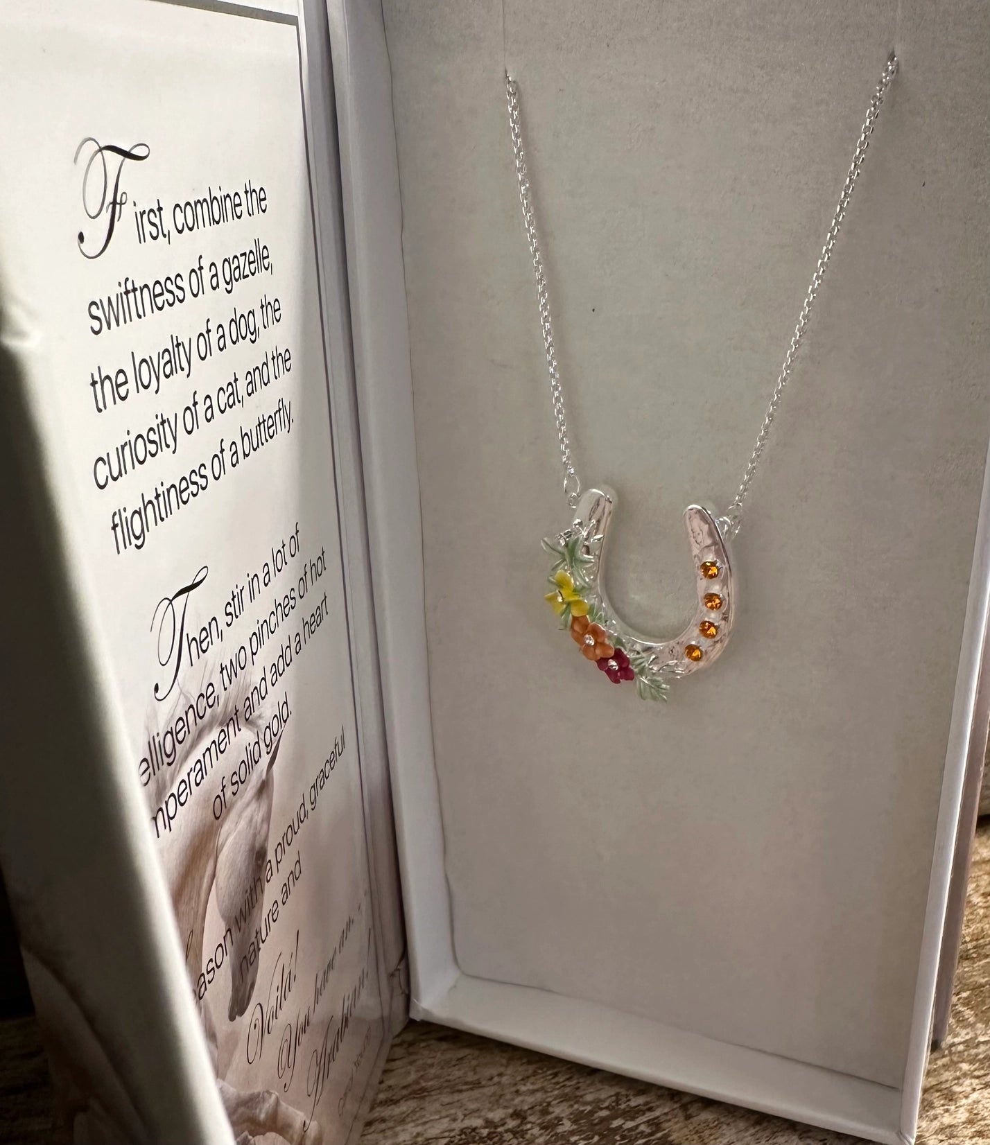 Boho Floral Horse Necklace