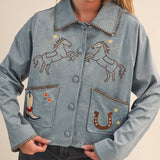 Cowgirl Embroidered Suede Jacket L
