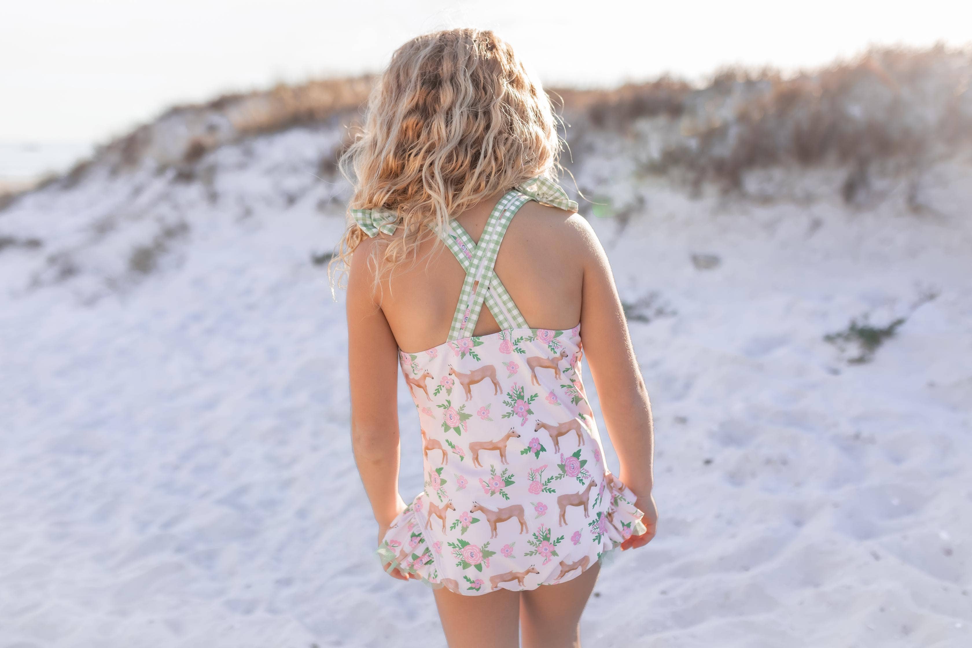 Girls Horse Ruffle Swimsuit