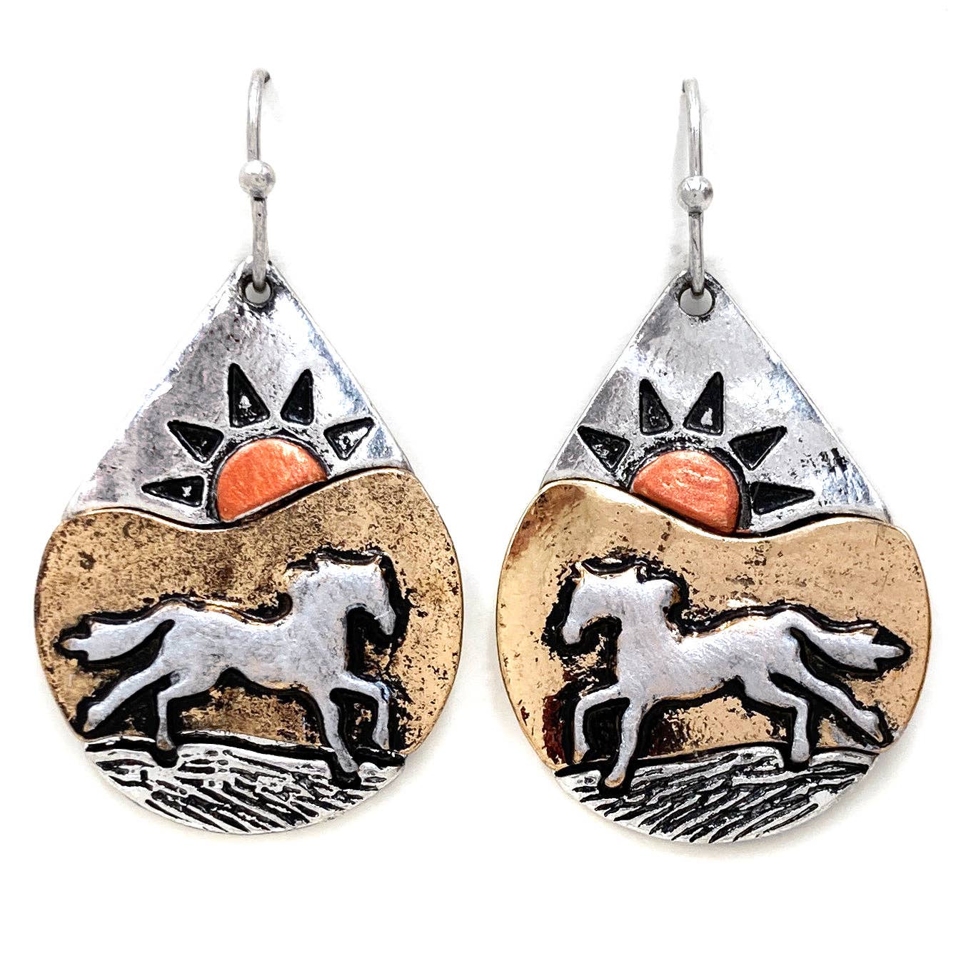 Horse Aztec Earrings Silver