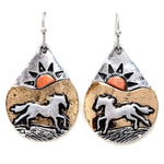 Horse Aztec Earrings Silver
