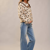 Floral Ruffle Western Sherpa Jacket