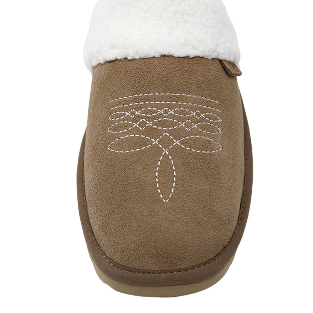 Western Boot Stitch Slippers (Brown)