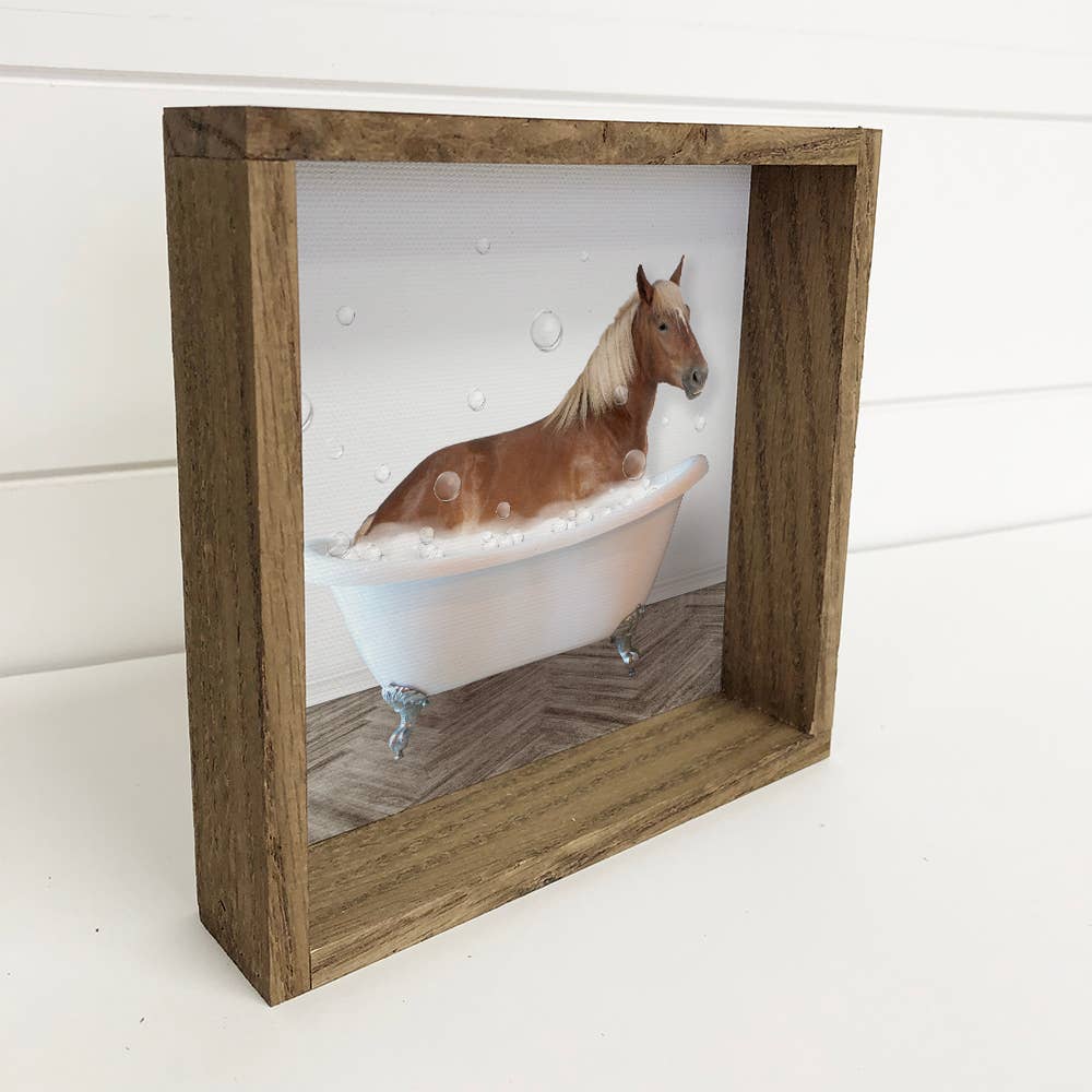 Horse in Bath Wood Sign