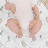 Reversible Howdy Blue Baby Blanket