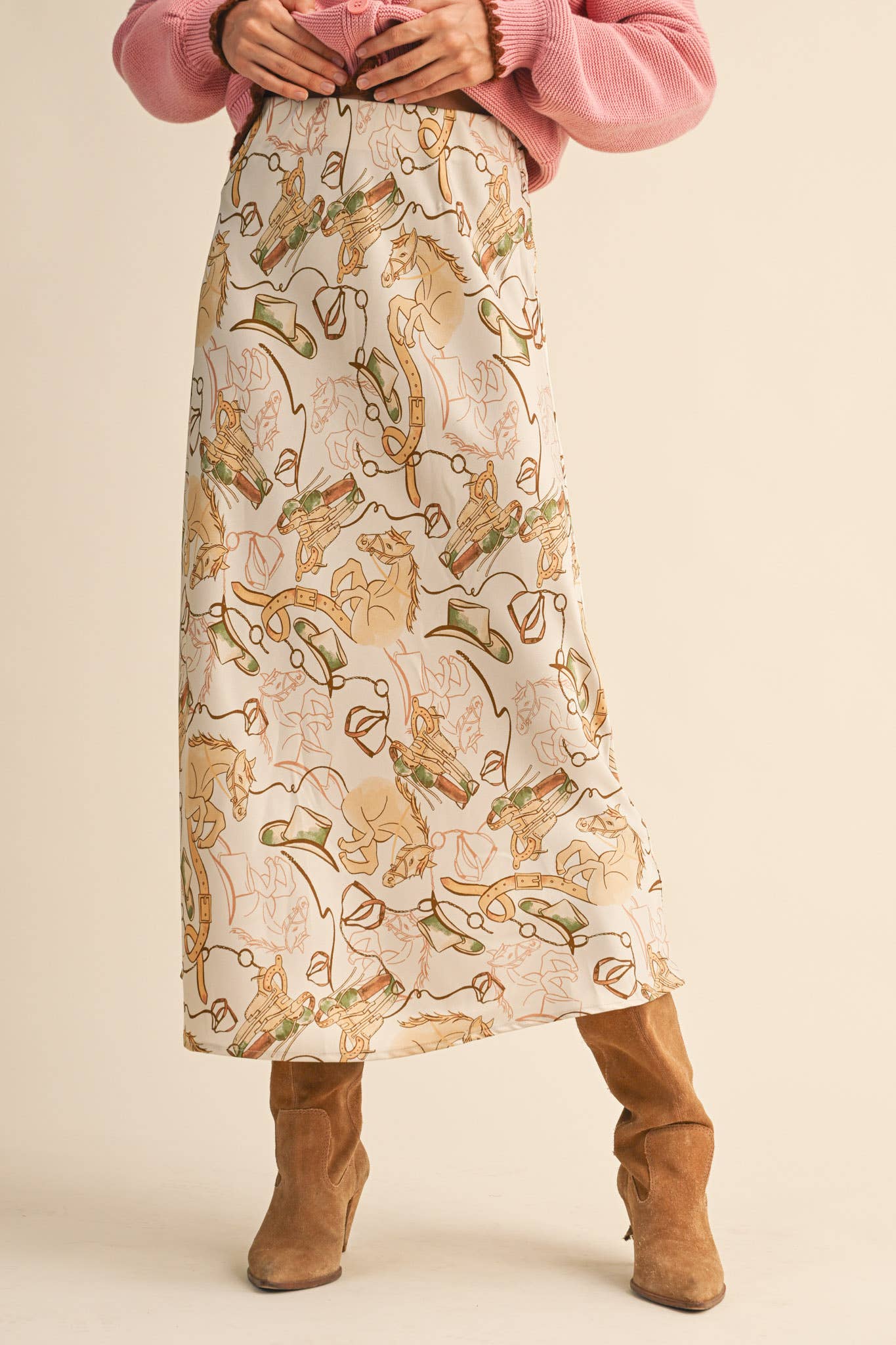 Love of Horses Midi Slip Skirt L