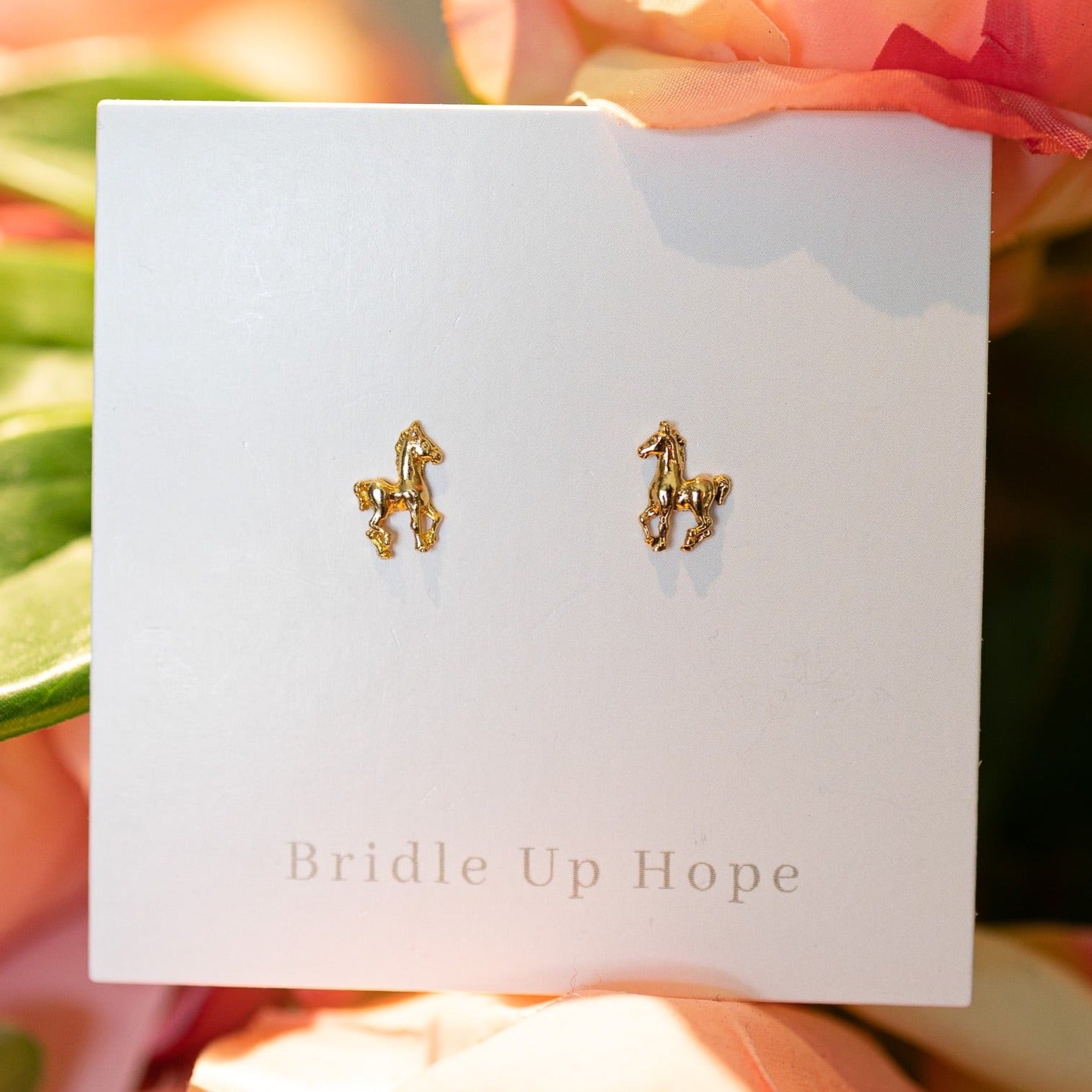 Tiny Horse Earrings 14K Gold