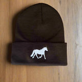White Horse Beanie (Brown)