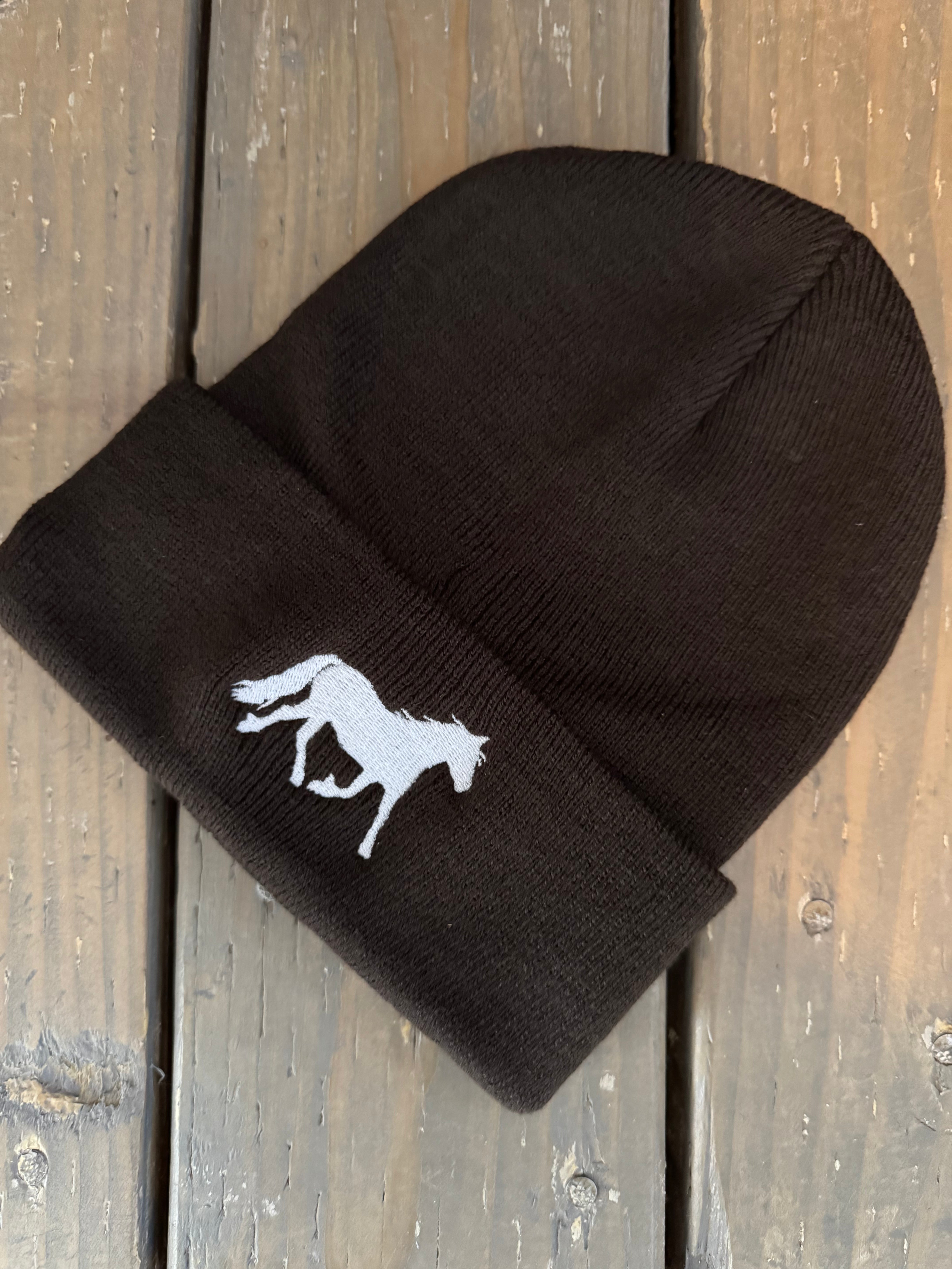 White Horse Beanie (Brown)