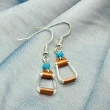 Stirrup Aqua Bead Earrings