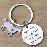 Bless This Horse & Rider Keychain
