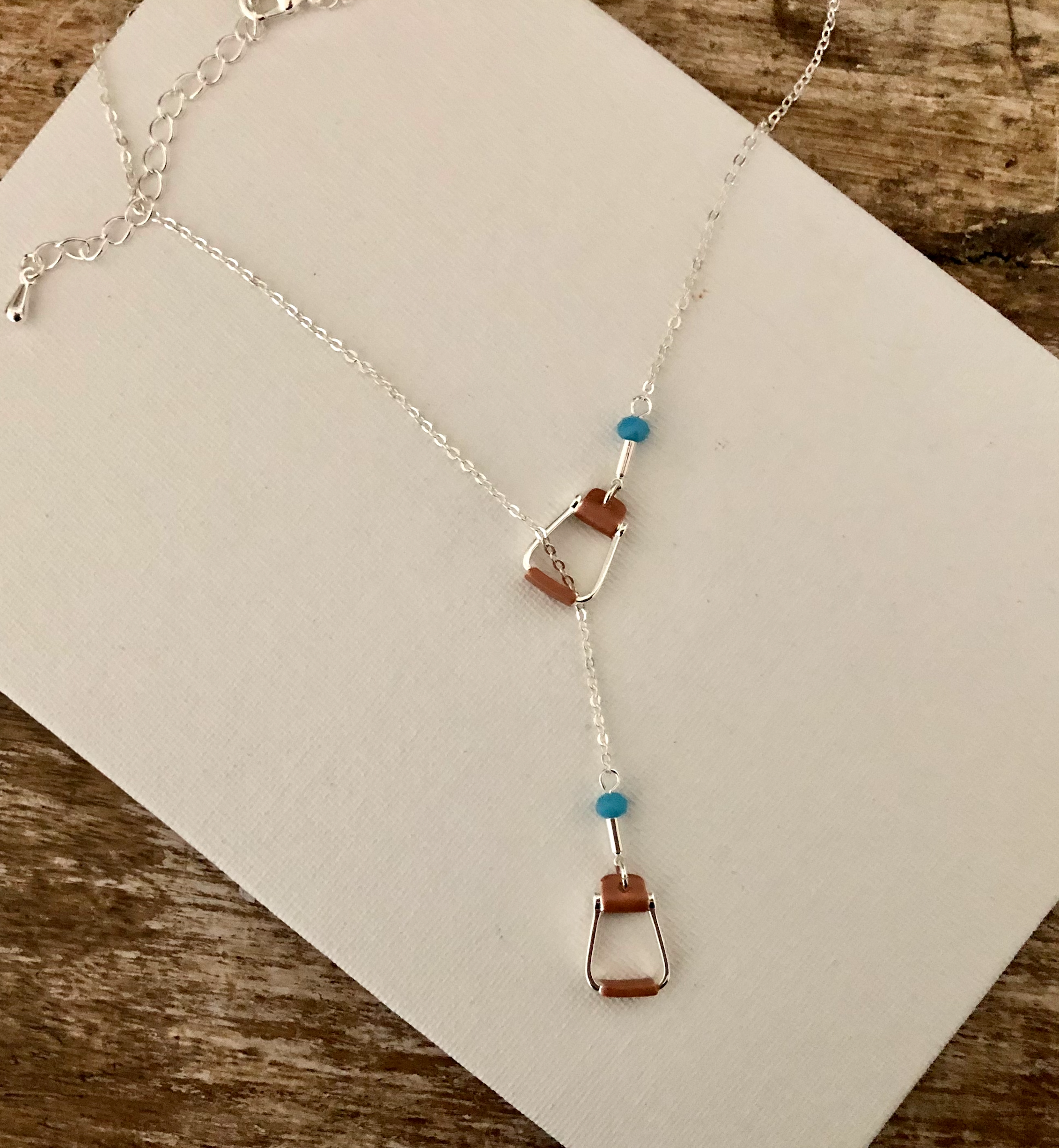 Stirrup Aqua Bead Necklace
