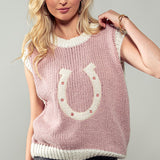 Horseshoe Sweater Vest Rose