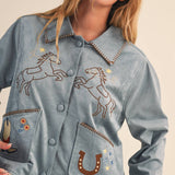 Cowgirl Embroidered Suede Jacket