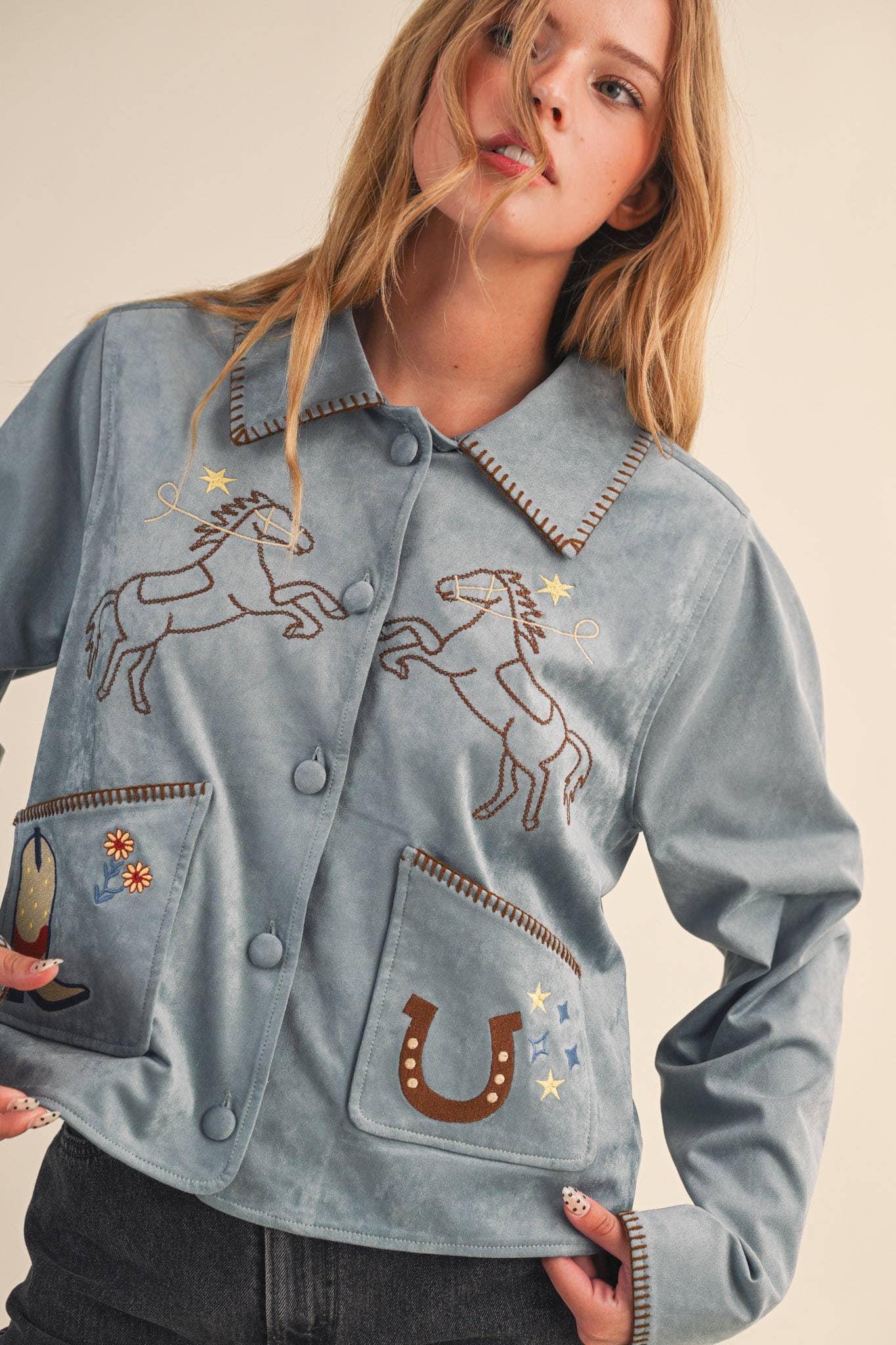 Cowgirl Embroidered Suede Jacket