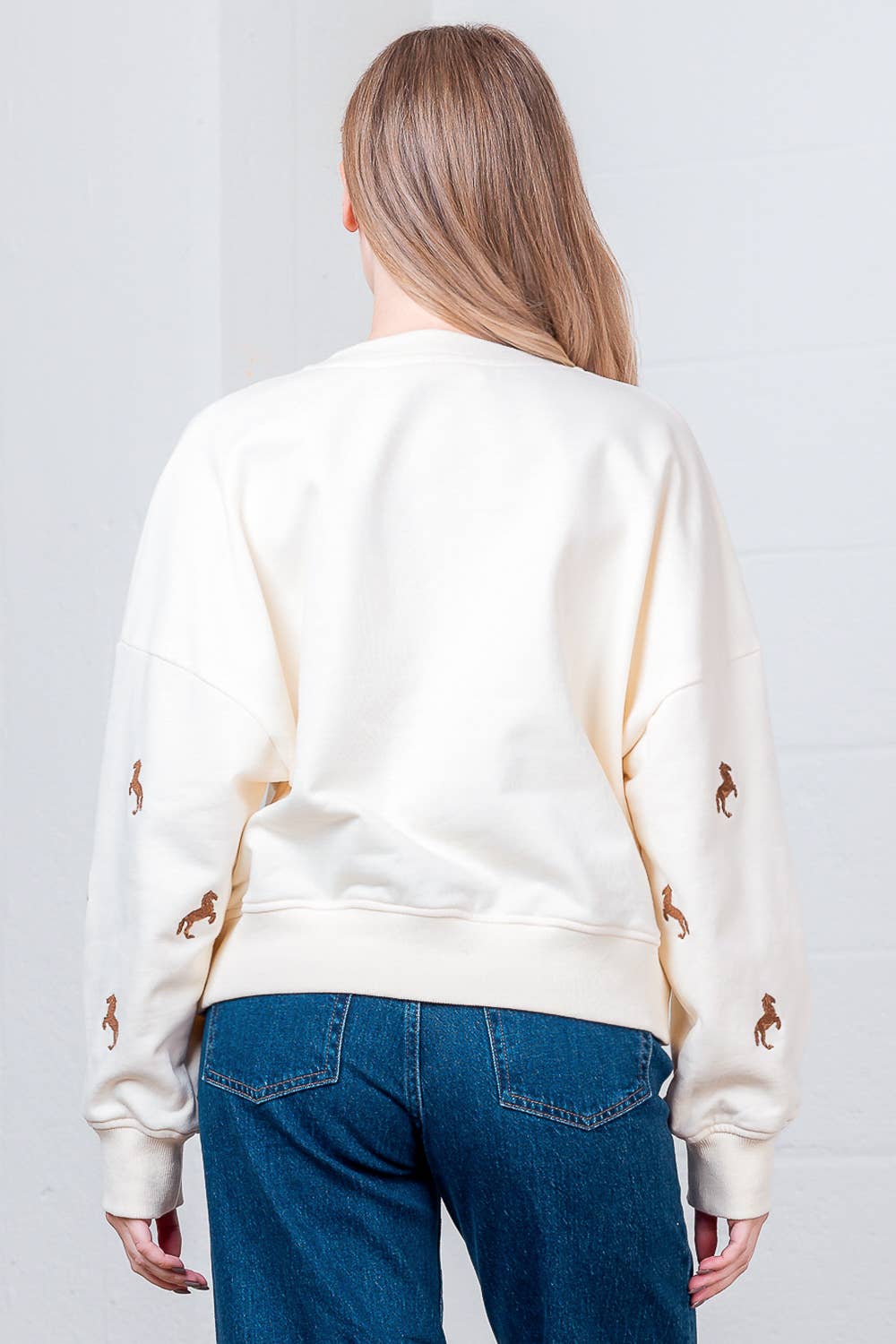 crewneck horse embroidery sweatshirt