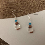 Stirrup Aqua Bead Earrings