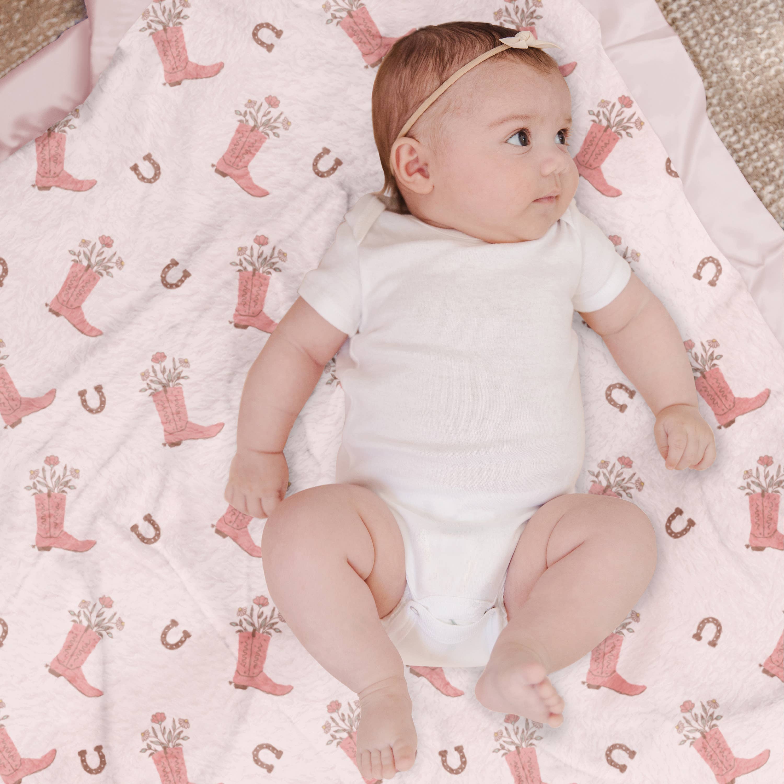 Reversible Bloomin' Boot Baby Blanket